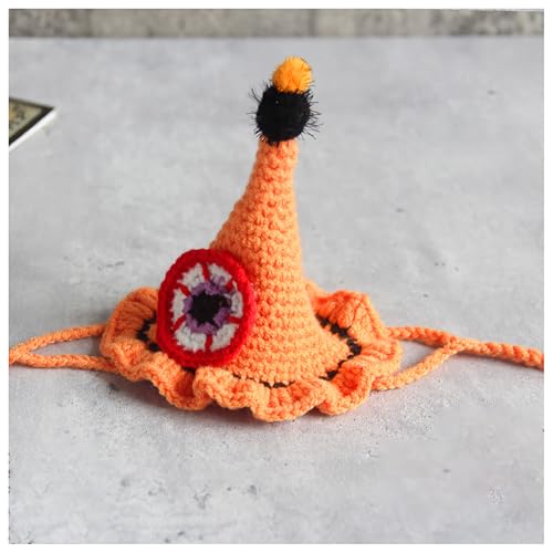 Halloween-Haustierhalsband, Handgewebter Halloween-HaustierkostüM-KüRbishut, Geeignet FüR Katzen Und Kleine Festliches Ankleiden (S,Light Yellow) von QVK