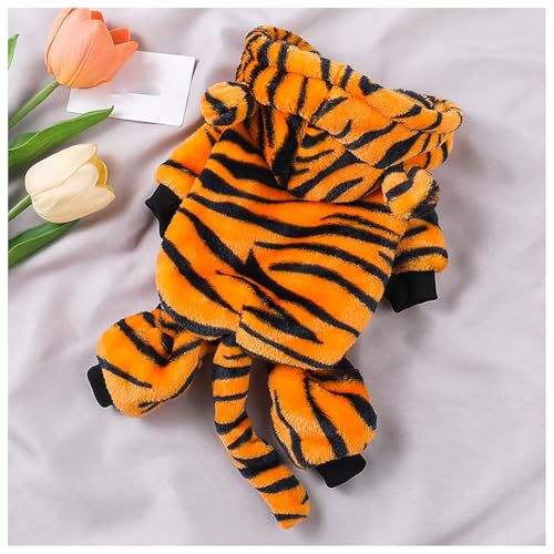 Hundetiger-Halloweenkostüm, Katzen-Hoodie, warme Haustierkleidung, Rollenspielkostüm, geeignet für kleine und mittelgroße Hunde, Eventfotografie-Requisiten (X-Large) von QVK