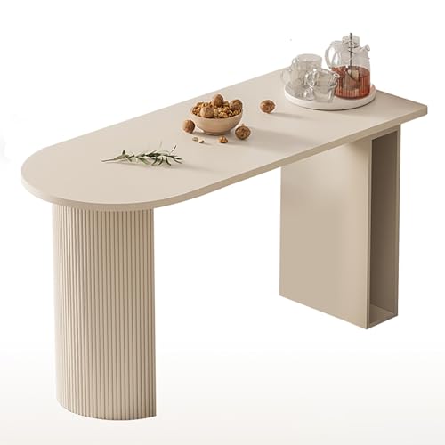 QVK Einziehbarer Ovaler Esstisch, Tragbarer Klappbarer Esstisch, Halbrundes TischfußDesign, Superstarke TragfäHigkeit, Geeignet FüR Die Wohnzimmerlampe In Der KüChe Zu Hause-Cream von QVK