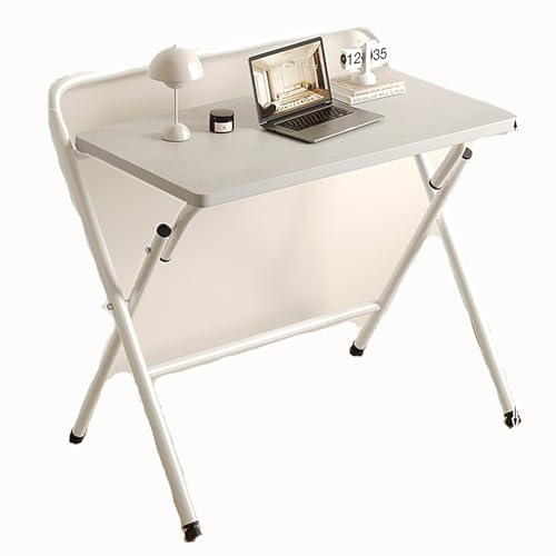 QVK Tragbarer, Zusammenklappbarer Computer-Studiertisch, Quadratischer, Zusammenklappbarer Nachttisch FüR Das Schlafzimmer, Geeignet FüR Camping-White von QVK