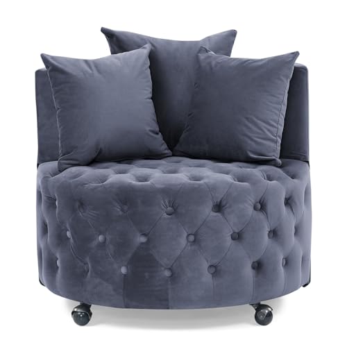 Sitzsack Sofa für Erwachsene, Faules Sofa mit 3 Kissen, Knöpfen und abnehmbaren Rädern, geeignet für Wohnzimmer, Büro, Terrasse (Grau) von QVK