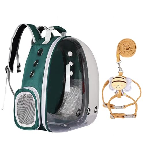 Transparenter Weltraumkapsel-Haustier-Rucksack, tragbarer Haustier-Rucksack, kann Katzen bis zu 13 Katzen unterbringen, mit einer niedlichen Leine, geeignet zum Wandern, Spazierengehen und Camping von QVK