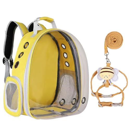 Transparenter Weltraumkapsel-Haustier-Rucksack, tragbarer Haustier-Rucksack, kann Katzen bis zu 13 Katzen unterbringen, mit einer niedlichen Leine, geeignet zum Wandern, Spazierengehen und Camping von QVK