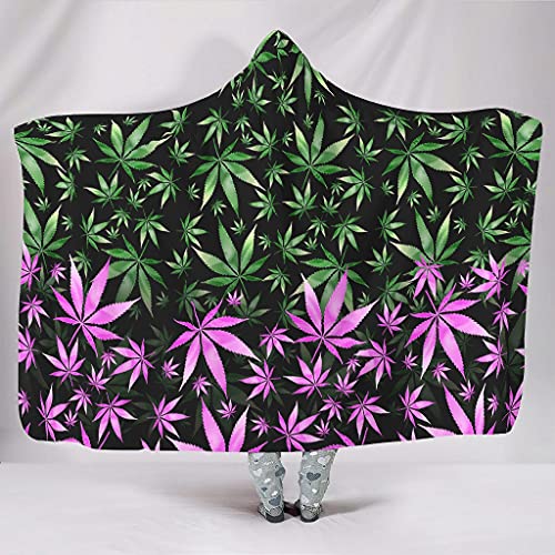 QVOOD Cannabis Kuscheldecke mit Kapuze Kapuzendecke Sofadecke Couchdecke Schlafdecke Plüschdecke TV Decke Flauschige Decke für Erwachsene Kinder White 150x200cm von QVOOD