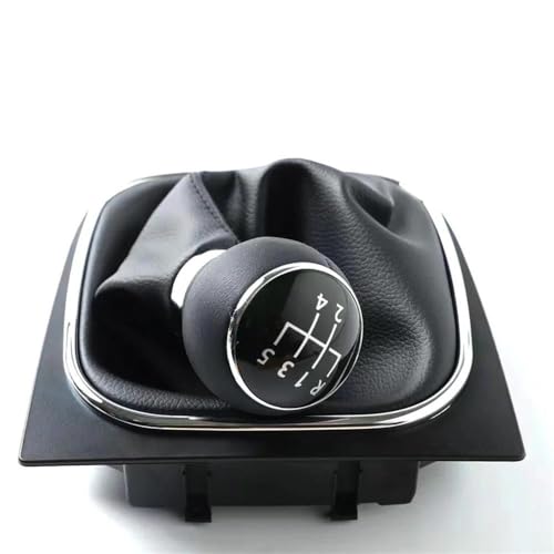QVQOJCTH Autoteile 5/6-Gang-Schalthebelknauf Mit Leder-Boot-Kragengehäuse Für Golf 5 V MK5 MK6 Für Jetta R32 2004-2014(Leather 5 Speed Suit) von QVQOJCTH