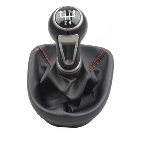 QVQOJCTH Autoteile 5/6 Geschwindigkeit Auto Getriebe Stick Schaltknauf Mit Leder Boot Für Seat Leon MK2 1P 2005-2012(5 Speed) von QVQOJCTH