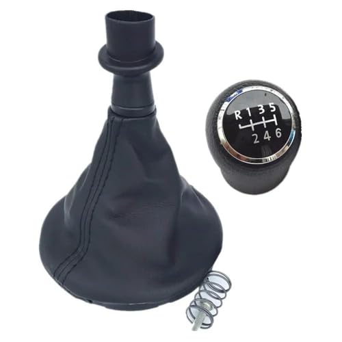 QVQOJCTH Autoteile Auto-Schaltknauf 5-Gang-Schalthebelmanschette, Kofferraumabdeckung Für Transporter T5 T5.1 T6 2003 2005-2015(Black 6 Speed) von QVQOJCTH