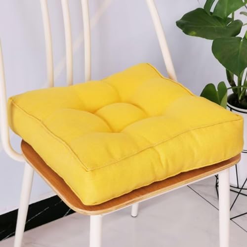 Sitzkissen Stuhlkissen 45x45x9cm für Indoor und Outdoor aus Baumwolle Dicke Polsterung Steppkissen/Bodenkissen, Stuhl Sitzpolster Passt für Haus, Garten, Büro und Autositze,Gelb Sitzkissen Stuhlkissen 45x45x9cm für Indoor und Outdoor aus Baumwolle Dicke Polsterung Steppkissen/Bodenkissen, Stuhl Sitzpolster Passt für Haus, Garten, Büro und Autositze,Gelb von QVQV
