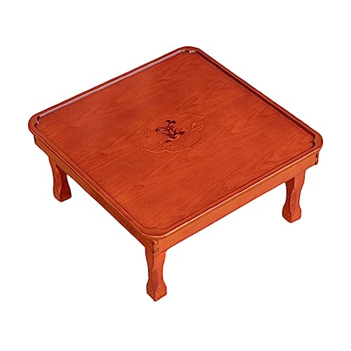 QVVFRED Quadratischer, klappbarer Tee-/Couchtisch, multifunktionaler koreanischer Tatami-Esstisch aus Holz, Kang-Tisch für den Haushalt, niedriger Holztisch, handbemalter Erkerfenstertisch von QVVFRED