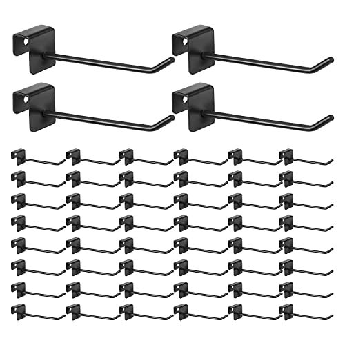 QWAMBVZE 48 Stück Gridwall Haken 4 Zoll schwarz Metall Panel Haken Aufhänger Vierkantrohr Haken Kleiderhaken Peg Haken von QWAMBVZE