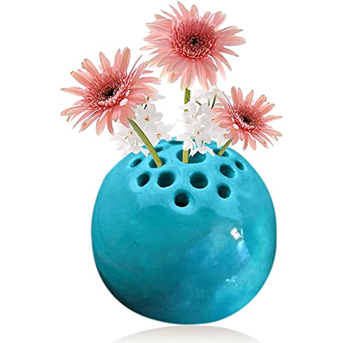 QWCZY Handgefertigte Vase Aus Harz, Blumenstein, Tischdekoration, Perforierte Vase, Mini-Vase, Rund, Miniaturvase, Geschenk Für Mama von QWCZY