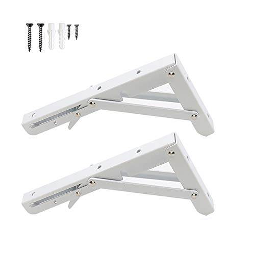 2x Klappkonsole Schwerlast Edelstahl Stabile Klappscharniere Regalwinkel Klappwinkel, Edelstahl Winkel klappbar mit hoher Belastbarkeit in verschiedenen Größen, Tragkraft: 75kg,Weiß,300mm/12 in von QWEASDF