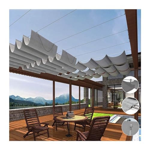 Einziehbar Sonnensegel,Einziehbar Welle Sonnensegel, UV-beständig Pergola-Markise, HDPE Dach Schattenabdeckung, Sonnenschutz Sonnensegel Für Draußen Garten Terrasse Deck(Size:W1.1*L20m/W3.60*L65.62ft) von QWEASDF