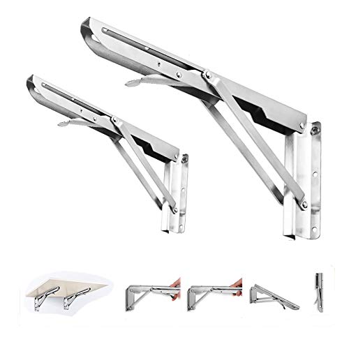 QWEASDF 2 Stück, Faltbare Edelstahl-klappkonsole, schwere Wand-Floating-schwerlastwinkel, offene regalunterstützung, maximale Last 80kg, Speicherplatz speichern,490mm/19.3 in von QWEASDF