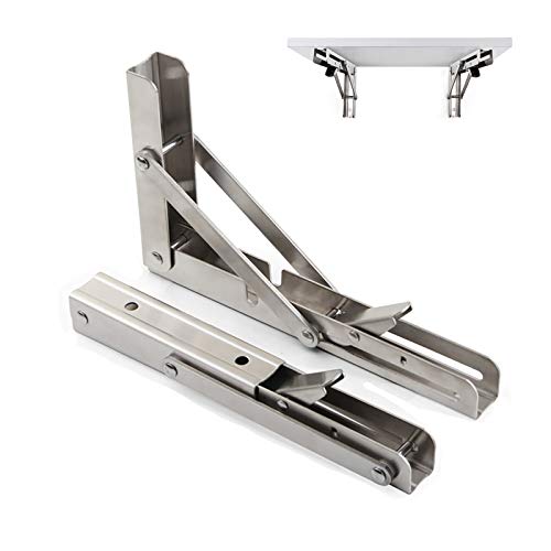 QWEASDF 2 Stück Wandhalterung Regal Halterung Schwerlastkonsole 100 kg Metallwinkel Regal Faltbare Regalhalterungen 90 Grad Winkel Klappträger Halterung für Regalkonsole Regalträger,200mm/8 in von QWEASDF