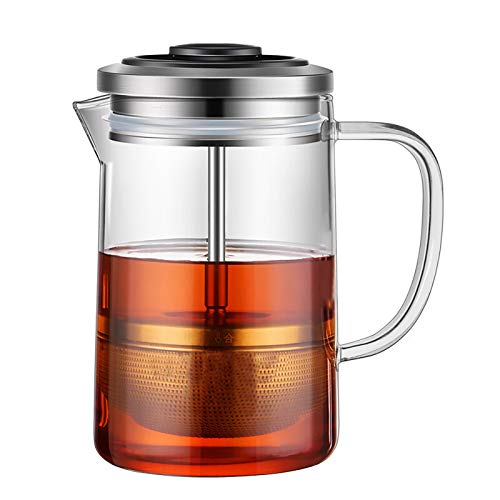 QWEASDF Teekanne Sicher Bleifreies Glas Tee-Kessel Removable Food Grade Edelstahl Infuser Deckel Ideal Für Lose Blatt-Tee Teebeutel Geschirrspüler Kochfeld Tresor von QWEASDF