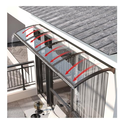 QWEASDF Vordach Haustürvordach,Überdachung Haustür Aus Aluminium Und Polycarbonat,Mit Großem Waschbecken Überdachung Polycarbonat,UV-Schutz Regenschutz,Türvordach(90x440cm/35.4x173in) von QWEASDF