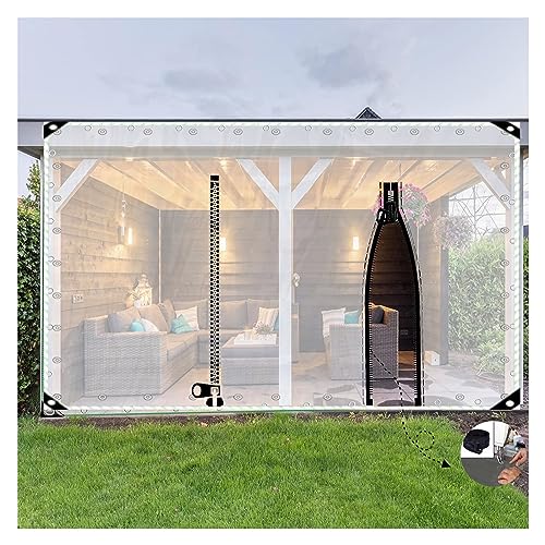 QWEASDF Wasserdichter PVC Plane mit Reißverschluss, Transparente Plane,Abdeckplane Wasserdicht aus 680g/m², Mit öSen, Verstärkte Ecken, 0.5mm Wetterfeste Abdeckplane (Size : H2xW3m/H6.5xW9.8ft) von QWEASDF