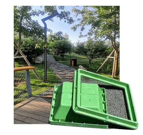 Schachtabdeckung Unsichtbarer Runder Kanaldeckel For Klärgruben, Grüner Kunststoff-Abflussbeckendeckel Mit Sockel, mit Rahmen，Pflanztöpfe For Den Garten(B50*50CM/19.7 * 19.7IN) von QWEASDF