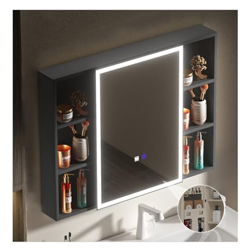 Spiegelschrank bad,Spiegelschrank,spiegelschrank mit beleuchtung,bad spiegelschrank mit beleuchtung,für Badezimmer, Dimmbar, Beschlagfrei, mit Verstellbare Ablage(Color:D,Size:W55*H68cm/W21.6*H26.7in) von QWEASDF