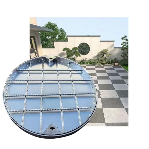 Unsichtbare Schachtabdeckung， Edelstahl Versenkte mit Rahmen Eingebettete ，Klärgrubendeckel mit Sockel，versenkte schachtdeckel mit rahmen，für Einfahrten/Gehwege(60 * 60cm/23.6 * 23.6in) von QWEASDF