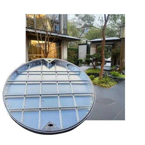Versenkter Schachtdeckel mit Deckel und Rahmen, Schachtabdeckung，unsichtbar dekorierter Zugangsdeckel aus Edelstahlpflaster， für Einfahrten, Terrassen, Gehwege(70 * 70cm/27.6 * 27.6in) von QWEASDF