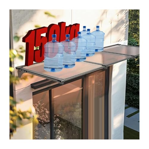 Vordach Für Haustür,Polycarbonat Bogenvordach für Balkon Fenster,Aluminium Überdachung Türdach,FüR Terrasse HauseingangTraufe，Horizontaler gerader Typ(45x80cm/17.7x32in) von QWEASDF