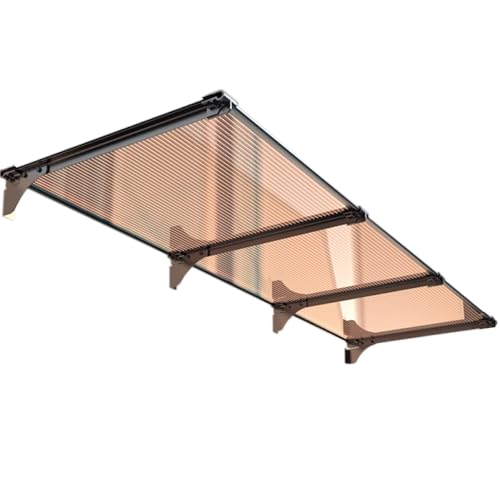 Vordach für Haustür Polycarbonat Pultvordach,Überdachung für Sonnenschutz Regenschutz UV-Schutz, Aluminium Türdach für Terrasse Garten Garage，Horizontaler gerader Typ(90x130cm/35.4x51in) von QWEASDF