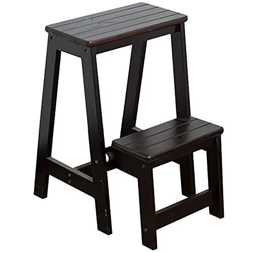 QWERTYUO Tritthocker für Erwachsene Massivholz Klappleiter Haushalt 2 Stufen Leiter Hocker Home Interior Treppenhocker Küche Tritthocker Tragbarer Indoor Kletterhocker Verbreiterte rutschfeste von QWERTYUO