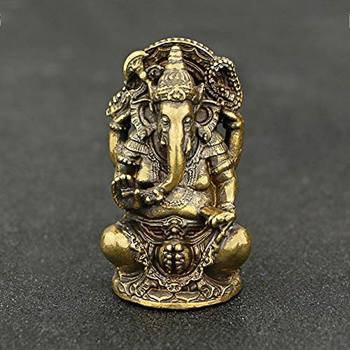 QWERWEFR Mini Vintage Messing Ganesha Statue Tasche Indien Thailand Elefantengott Figur Skulptur Home Office Schreibtisch Dekorative Ornament Geschenk von QWERWEFR