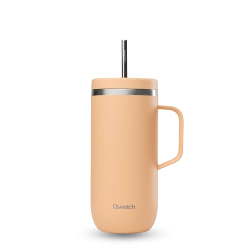 QWETCH - Cold Cup 600 ml mit Griff und Strohhalm – 24 Stunden kalt & 12 Stunden kalt – Aprikose – Thermosflasche aus Edelstahl, Thermobecher Kaffee QWETCH - Cold Cup 600 ml mit Griff und Strohhalm – 24 Stunden kalt & 12 Stunden kalt – Aprikose – Thermosflasche aus Edelstahl, Thermobecher Kaffee von QWETCH
