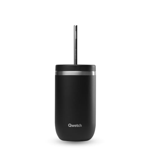 QWETCH - Cold Cup Thermoskanne mit Strohhalm, 470 ml, Schwarz – 24 Stunden kalt & 12 Stunden kalt – recycelter Edelstahl, spritzwassergeschützt – ideal für frische Getränke, Bubble Tea und Eiskaffee QWETCH - Cold Cup Thermoskanne mit Strohhalm, 470 ml, Schwarz – 24 Stunden kalt & 12 Stunden kalt – recycelter Edelstahl, spritzwassergeschützt – ideal für frische Getränke, Bubble Tea und Eiskaffee von QWETCH