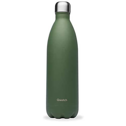 QWETCH - Isothermische Originals Flasche - Granite Kaki 1L - Nomadische Edelstahlflasche - 24h Kalt und 12h Warm - Wasserdicht, BPA-frei & wiederverwendbar von QWETCH