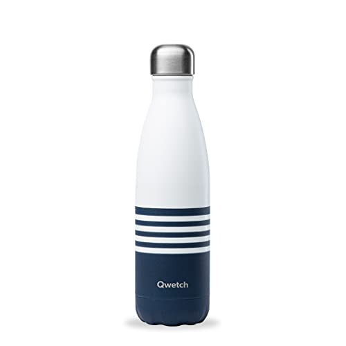 QWETCH - Isothermische Originals Flasche - Marière Blau 500ml - Nomadische Edelstahlflasche - 24h Kalt und 12h Warm - Wasserdicht, BPA-frei & wiederverwendbar von QWETCH