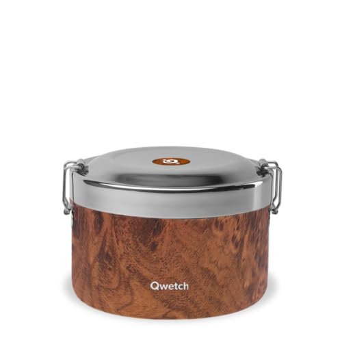 QWETCH - Bento Isothermische - Wood 850ml - 4h Warm & 6h Kalt - BPA-frei - Isotherme Lunchbox für Büro, Reise, Camping, Picknick von QWETCH