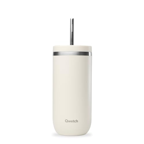 QWETCH - Trinkflasche Cold Cup 600 ml Sand - 24h Eisgekühlt & 12h Kalt - Recycelter Edelstahl & BPA-frei - Thermobecher mit Strohhalm und Spritzschutzdeckel - Perfekt für Erfrischungsgetränke QWETCH - Trinkflasche Cold Cup 600 ml Sand - 24h Eisgekühlt & 12h Kalt - Recycelter Edelstahl & BPA-frei - Thermobecher mit Strohhalm und Spritzschutzdeckel - Perfekt für Erfrischungsgetränke von QWETCH