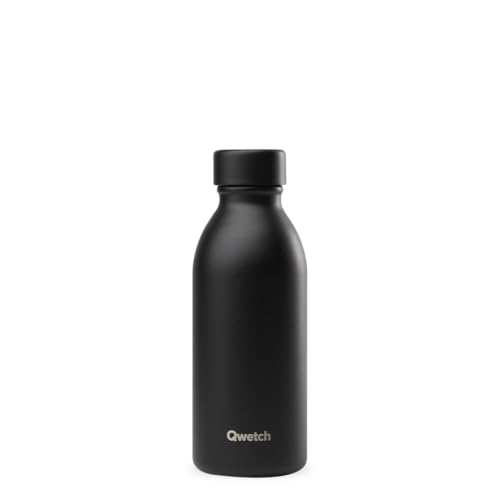 Qwetch ICON – Thermosflasche 500ml Edelstahl Schwarz – Kompakte BPA-freie Trinkflasche – Isolierflasche für Kaffee, Tee & Wasser – Auslaufsicher, Nachhaltig, Design & Sport von QWETCH