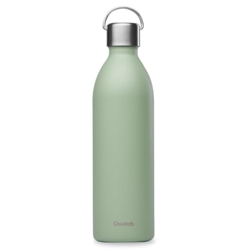 Qwetch - Trinkflasche 1L Edelstahl Linden Grün Active - Thermosflasche aus 90% recyceltem Inox - 24h Kalt & 12h Heiß - Isolierflasche, Auslaufsicher, BPA-frei & Kompakt von QWETCH