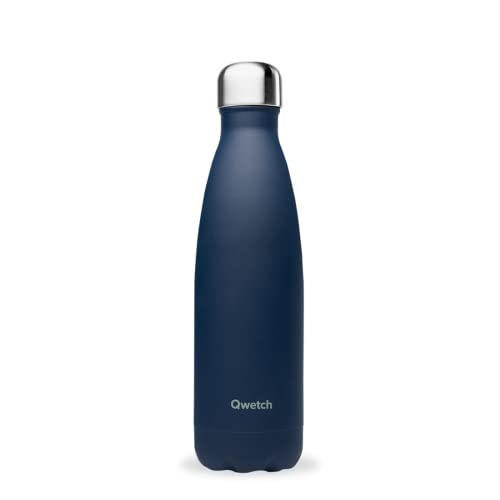 Qwetch - Trinkflasche Originals Edelstahl Isolierflasche 500ml Marine Blau - Thermosflasche 24h Kalt & 12h Heiß - Auslaufsicher, BPA-frei, Wiederverwendbar - Perfekt für Sport, Reisen, Büro & Wandern von QWETCH