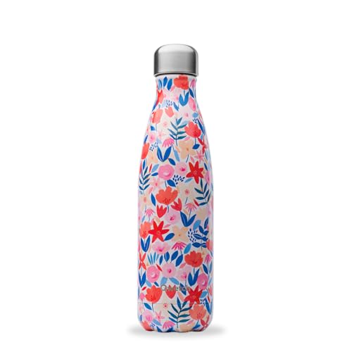 Qwetch - Thermosflasche Flora, rot, 500 ml – Trinkflasche für unterwegs aus Edelstahl – 24 Stunden kalt und 12 Stunden warm – wasserdicht, BPA-frei & wiederverwendbar von QWETCH