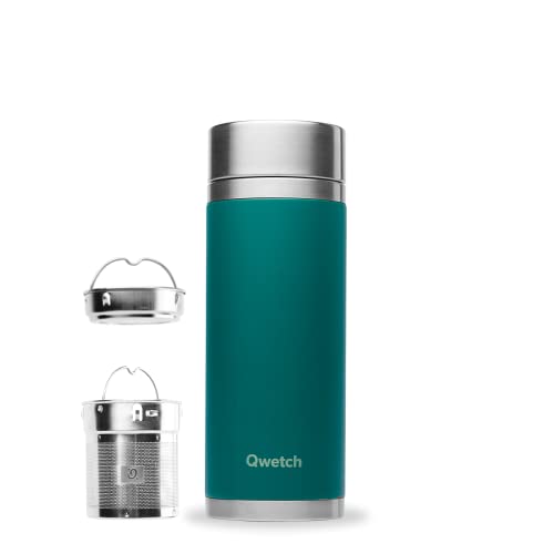 Qwetch - Thermoskanne für Infusion, matt, Smaragdgrün, 400 ml – Infuserflasche Nomade Edelstahl – 5 Stunden heiß und 7 Stunden kalt, BPA-frei, wasserdicht & wiederverwendbar – ideal für Tee, Kaffee, von QWETCH