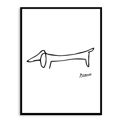 Nordic Tierebilder Abstrakte Malerei, One Stroke Nordic Minimalistischen Hund Poster, Abstrakte Baumschule Leinwand Malerei, Tierische Kunst Schwarz-Weiß-Wandbilder (30 * 40 cm) von QWEWQE