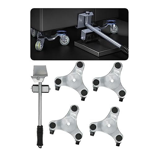 Möbel-Transportroller-Set 5-teilig - 4 Möbelroller & 1 Lastenheber, 300 kg Tragfähigkeit-Dreieckige Lenkrolle/Möbelroller/Transport Roller zum Bewegen Schwerer Gegenstände von QWEXOB
