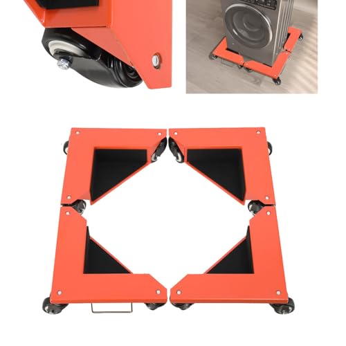 QWEXOB 4X 3 Rad Möbel Dolly Roller Kohlenstoffstahl Rahmen, 639kg Möbelroller Transportroller Waschmaschinen Transporthilfe, Zum Bewegen Aller Rechtwinkligen Gegenstände von QWEXOB