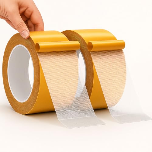 Doppelseitig Extra Stark Robustes Teppichklebeband Extrem Starkes Doppelseitiges Premium Gewebe Klebeband für Bodenbeläge Verlegen von Teppich und PVC Belag Klebepads Fixierung Verlegeband(5cmx10m) von QWFHOME