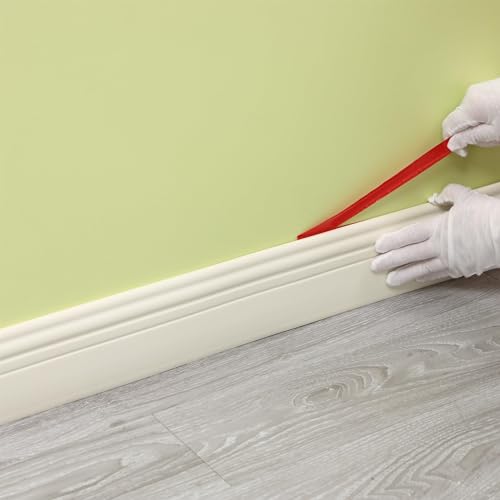 Flexible Fußleisten, selbstklebende PVC-Sockelleisten, 5/10 m lange Abdeckungen, 98 mm/125 mm breite, abziehbare und aufklebbare Gummi-Wandsockelleiste, Fußleiste(White,125mmx5m) von QWFVHJ