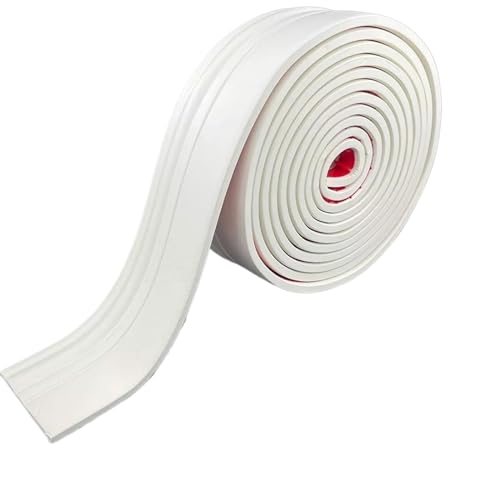Flexible Fußleisten-Formteile, 16,4/32,8 Fuß Vinyl-Wandsockelleisten-Formteile, 4/5 Zoll selbstklebendes Gummi-Abzieh- und Klebedesign(White,5inx32.8ft) von QWFVHJ