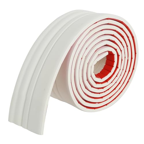 Flexible Fußleisten-Formteile, flexible, 10,2 cm x 4,8 m, selbstklebende Vinyl-Wandsockelleiste, Gummi-Abzieh- und Aufklebedesign, schwarz(White) von QWFVHJ
