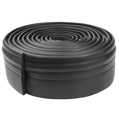 Flexible Fußleisten-Formteile, flexible, 4 Zoll x 16 Fuß, selbstklebende Vinyl-Wandsockelleiste, abziehbare und aufklebbare Hohlkehle, Gummiformteile(Black 1,32.8FT) von QWFVHJ