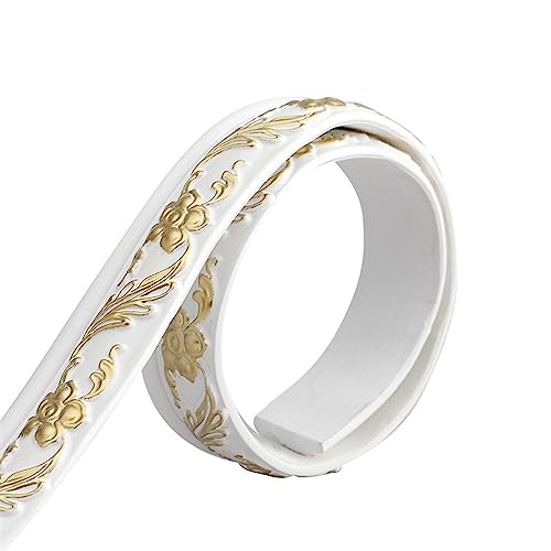 Flexible Fußleisten-Formteile, flexible Wandverkleidung, selbstklebendes Design for Abziehen und Aufkleben, 16,4 Fuß (L) für(White Gold) von QWFVHJ
